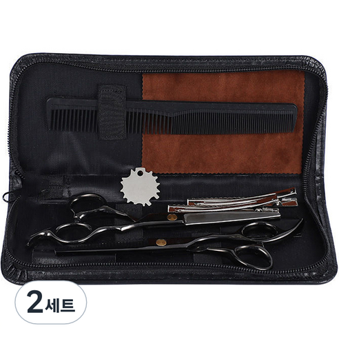 미용 안전가위 블랙에디션 가방 세트, 랜덤발송(미용집게), 2세트