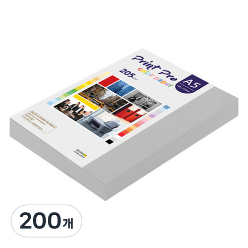 종이문화 프린트프로 두꺼운 칼라복사지 No 31 그레이 205g, A5, 200개