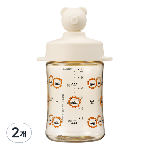 아키움 유아용 곰돌이 PPSU 빨대컵 200ml, 오트밀, 2개
