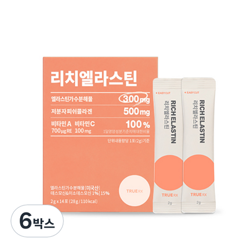 트루알엑스 리치엘라스틴 콜라겐/히알루론산, 6박스, 28g