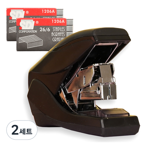 아날로그라이프 무중력 스테이플러 + 26/6호침 2p 세트, 블랙(스테이플러), 2세트
