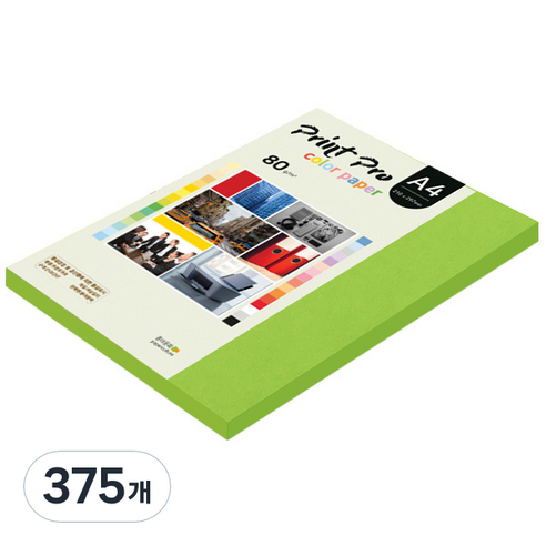 종이문화 프린트 프로 칼라 복사용지 No 10 후레쉬그린 80g, A4, 375개