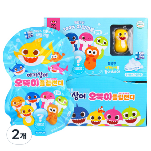 태양생활건강 핑크퐁 아기상어 오뚝이 플립캔디 20p, 자일리톨, 2개