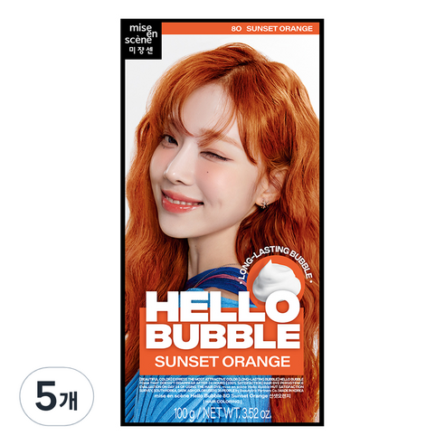 미쟝센 헬로 버블 염색제, 선셋오렌지, 5개