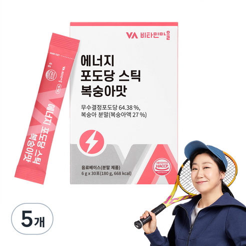비타민마을 에너지 포도당 스틱 복숭아맛, 6g, 30개입, 5개