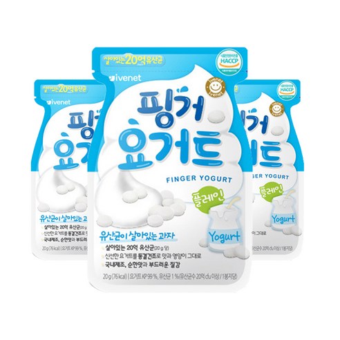 아이배냇 핑거 요거트, 플레인, 20g, 3개