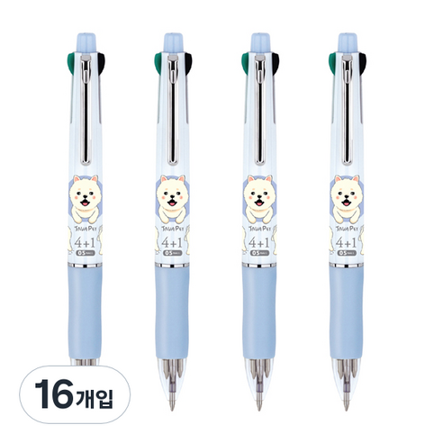 자바펜 펫 초점점도 유성볼펜 + 샤프 0.5mm, 블루, 16개입