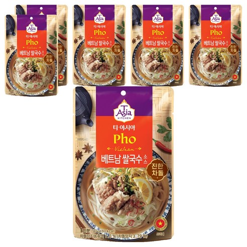 티아시아키친 베트남 쌀국수 소스 진한 차돌, 90g, 6개