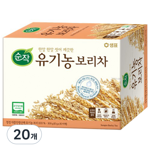 순작 유기농 보리차, 10g, 30개입, 20개