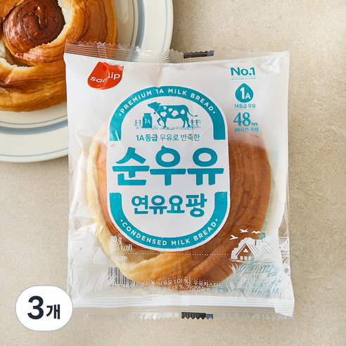 삼립 순우유 연유요팡, 80g, 1개입, 3개