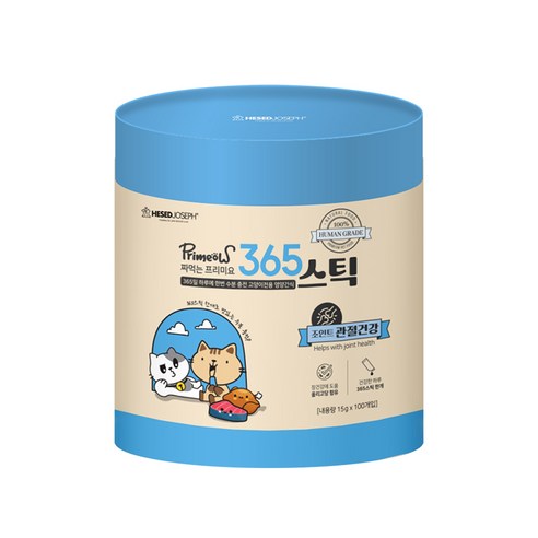 고양이유산균 프리미요 고양이 관절 건강 짜먹는 프리미요 365스틱 영양제 15g x 100p, 1개, 뼈/관절강화, 혼합맛(참치 / 닭고기)