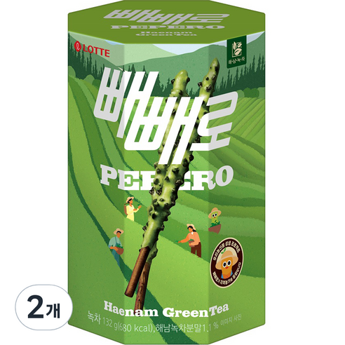 빼빼로 녹차 4p, 132g, 2개