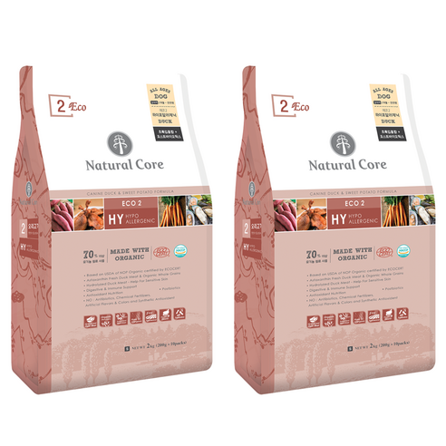 네츄럴코어 전연령 강아지 에코2 하이포알러제닉 건식사료 작은입자, 오리, 1kg, 2개