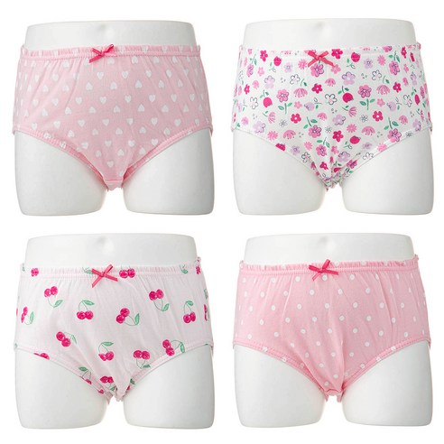 여아용 오가닉 무형광 순면 삼각 팬티 4p