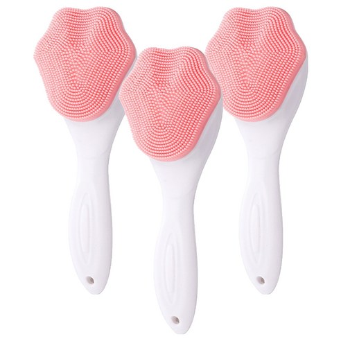 The해피앤 실리콘 세안 마사지 수동 클렌징 브러쉬, 핑크, 3개