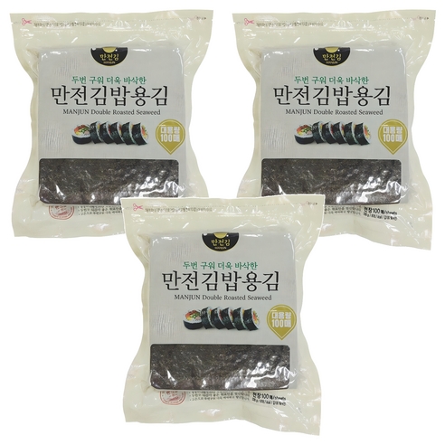 만전김 두번 구워 더욱 바삭한 김밥용김 100매, 230g, 3개