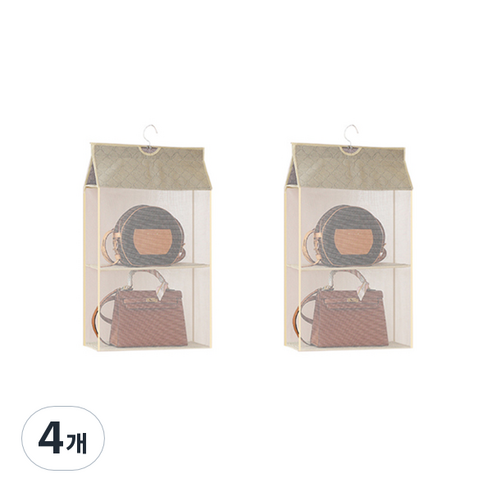 마켓피오 메쉬 가방 보관함 2단, 베이지, 4개