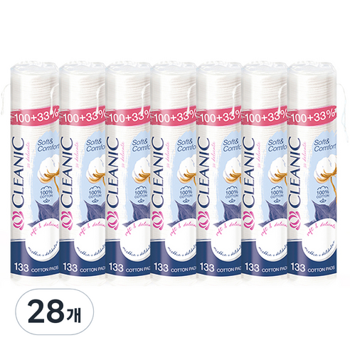 클레아닉 Pro Silk 소프트 앤 컴포트 화장솜, 133매입, 28개