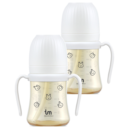 토비앤몰리 돗바니 PPSU 빨대컵 180ml, 2개, 화이트