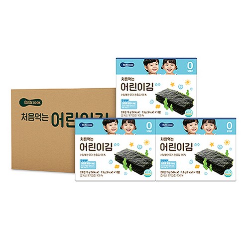   베베쿡 처음 먹는 어린이 김 순수, 김맛, 15g, 3개