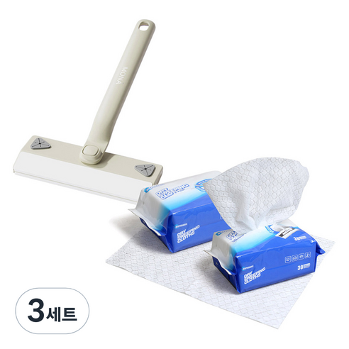 모나코올리브 콕콕 핸들러 청소기 + 엠보싱 정전기 청소포 60p 세트, 3세트