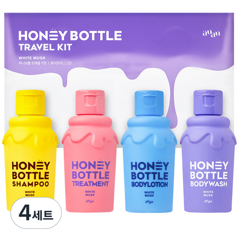 아유아유 허니보틀 트래블 키트 화이트 머스크향 4종 세트, 4세트