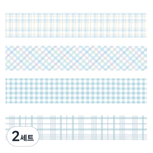 마켓A 플레이드 종이 마스킹테이프 2cm x 2m 4종 세트, TYPE2, 2세트