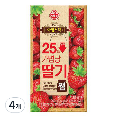 오뚜기 아임스틱 딸기쨈 10p, 200g, 4개