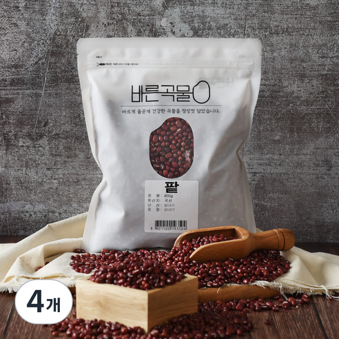바른곡물 국산 적두 팥, 800g, 4개