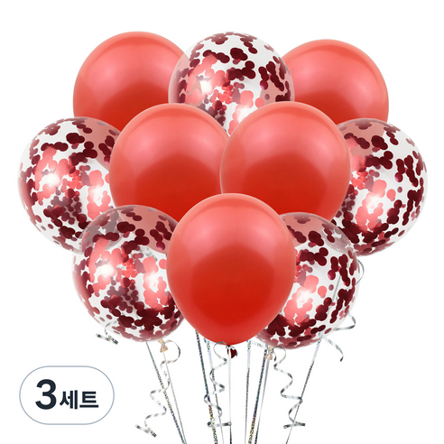 그래다다 파티 장식 풍선 10p 세트, 레드, 3세트