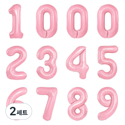 파티아일랜드 숫자 호일 풍선 12p 세트 80cm, 핑크, 2세트