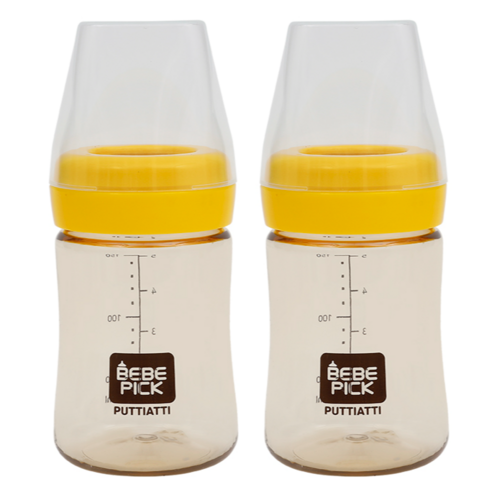 베베픽 PPSU 젖병 150ml 트윈팩, 노꼭지, 옐로우, 2개