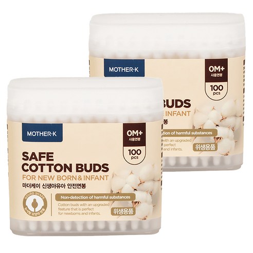 마더케이 신생아유아 안전면봉, 100개입, 2개