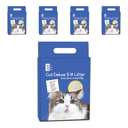 마마쇼 캣 디럭스 프리미엄 응고형 두부모래, 8L, 5개, 베이비파우더향