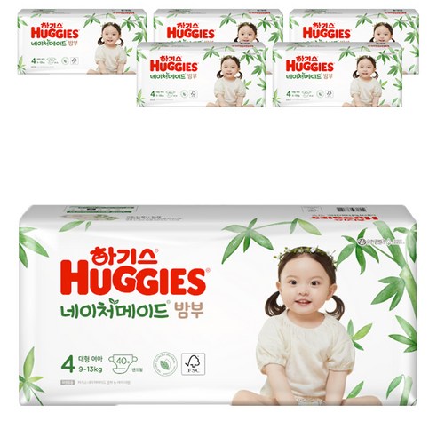 2021 신형 하기스 네이처메이드 밤부 밴드형 기저귀 여아용 대형 4단계 (9~13kg), 240매