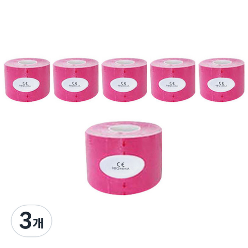 뽀마 스포츠테이프 5 cm x 5 m 핑크, 6개입, 3개