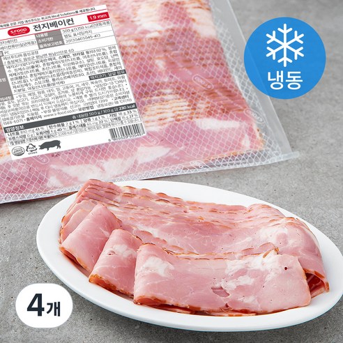 에쓰푸드 전지베이컨 1.9mm (냉동), 500g, 4개
