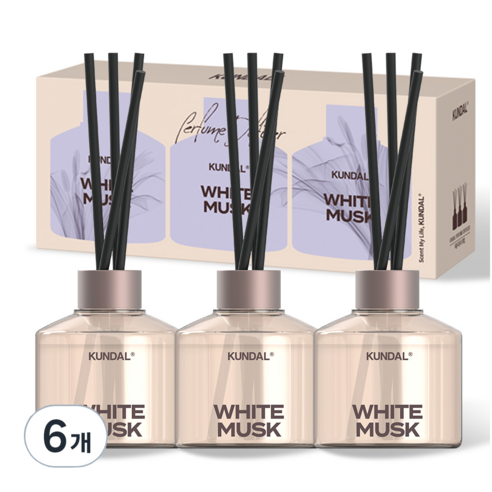 쿤달 퍼퓸 디퓨저 선물세트, 화이트머스크, 200ml, 6개