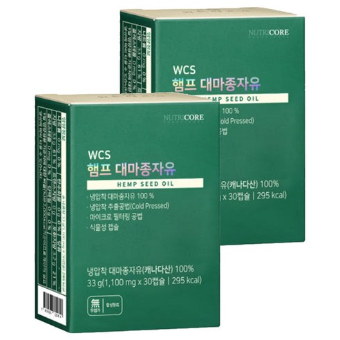 뉴트리코어 헴프 대마종자유, 30정, 2개