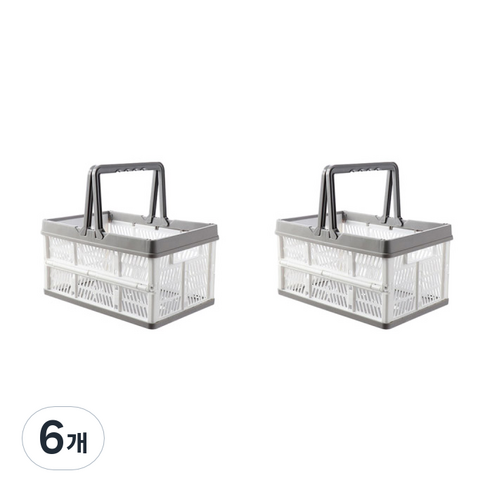 아리코 접이식 리빙 바스켓 29.8 x 19.7 x 15.6 cm, 화이트, 6개