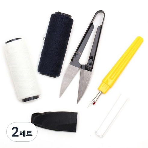 동대문단추왕 미니재봉사 2p + 쪽가위 + 실뜯개 세트, 아이보리(재봉사), 네이비(재봉사), 랜덤발송(실뜯개), 2세트