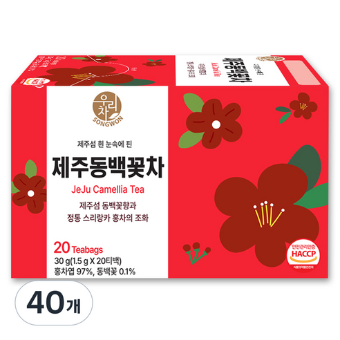 우리차 제주 동백꽃차, 40개, 20개입, 1.5g