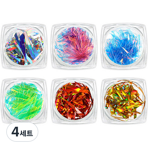 유리 홀로그램필름 네일파츠 6종 세트 KN-A4093, 혼합색상, 4세트