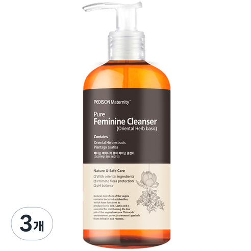 페디슨 퓨어 페미닌 클렌저 오리엔탈 허브 베이직 여성 청결제, 300ml, 3개