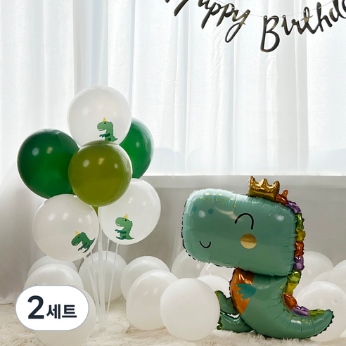 파티아일랜드 공룡풍선스탠드 + 킹티라노호일풍선, 2세트, 혼합색상