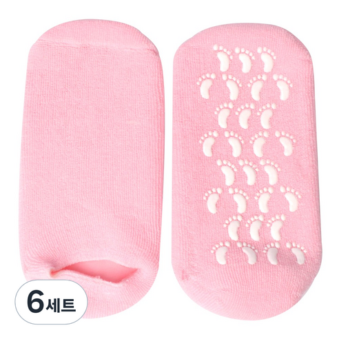 풋인솔 발각질 관리 보습양말 핑크, 6세트