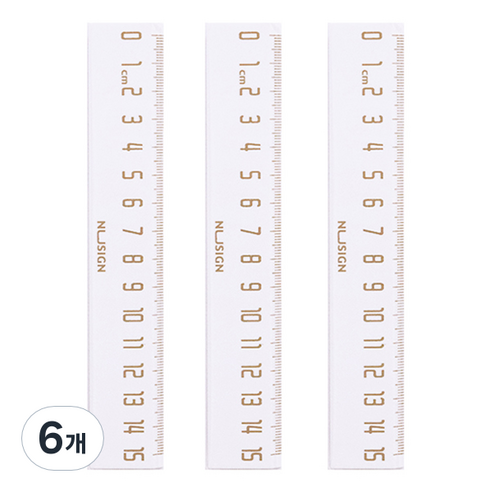 델리 누사인 ABS 자 15cm ENS096, 화이트, 6개