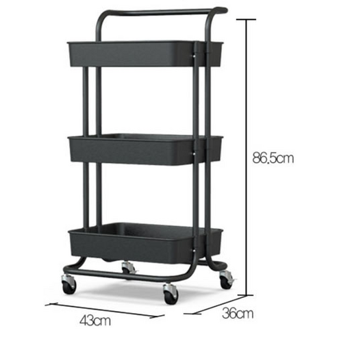 리벤스 이동식 다용도 핸드 트롤리 3단, 메탈블랙