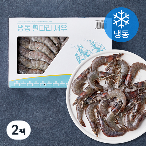 오션스글로벌 말레이시아 흰다리 새우 (냉동), 500g(25미), 2팩