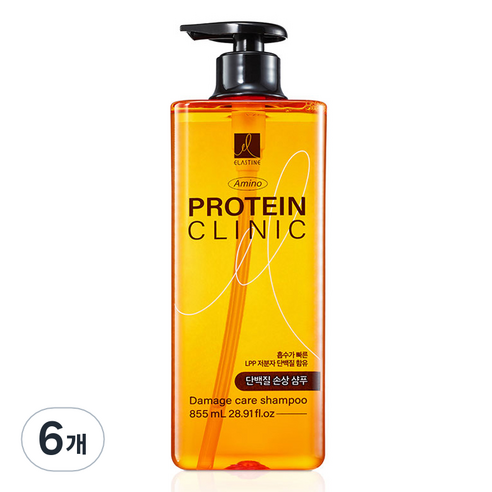 엘라스틴 아미노 프로틴 클리닉 단백질 손상 샴푸 플로럴 프루티향, 855ml, 6개